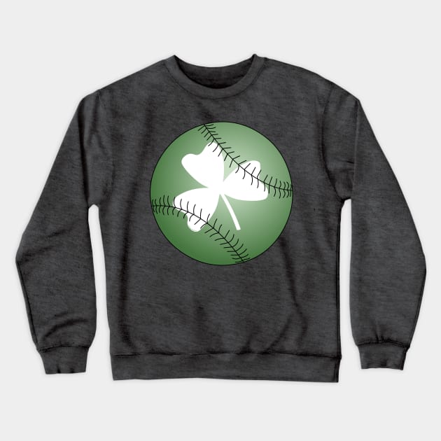 Baseball White Irish Shamrock Crewneck Sweatshirt by Barthol Graphics